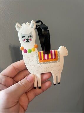 Llama Silicone Kids Luggage Tag - White
